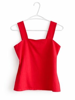 4/$20➡️  Suzy Shier Bold Red Square Neck Cotton Camisole Thick Straps – Size XL